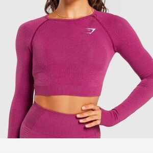 Gymshark Long Sleeve Seamless Crop Top - Berry Pink